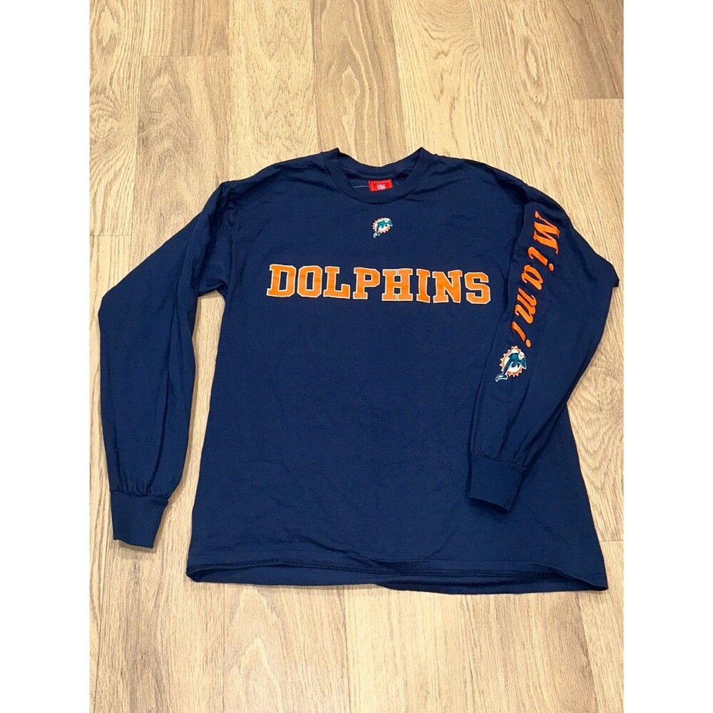 Vintage Miami Dolphins Graphic Long Sleeve T Shirt Reebok NFL Football